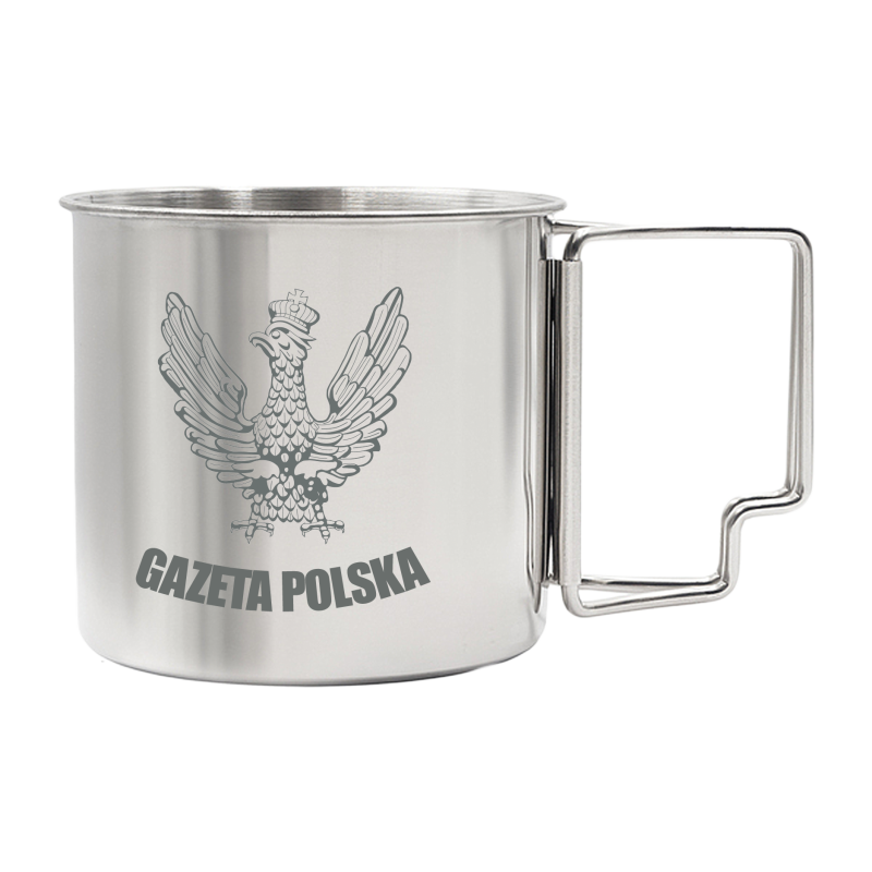 Metalowy kubek z logotypem "Gazeta Polska"