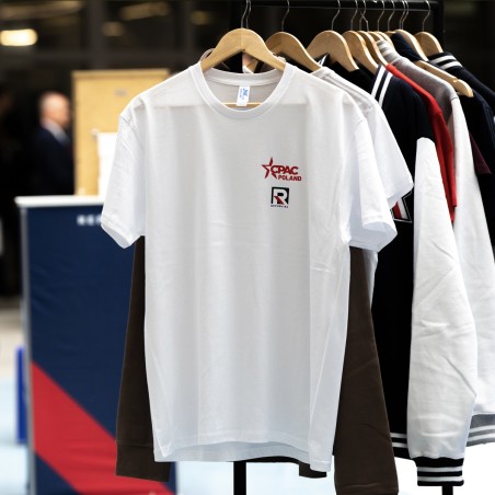 Biała bawełniana koszulka z logo Republika i CPAC