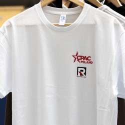 Biała bawełniana koszulka z logo Republika i CPAC