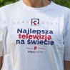 "Najlepsza telewizja na świecie" - biała bawełniana koszulka Republika