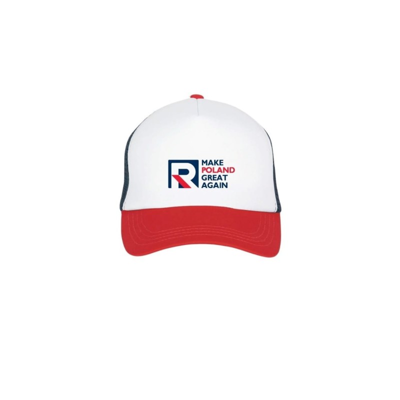 Czapka Trucker "MAKE POLAND GREAT AGAIN"- czerwony daszek
