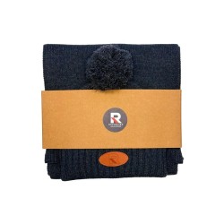 Granatowy zestaw zimowy – czapka z pomponem i szalik