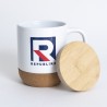 Kubek z logo "R" z bambusową przykrywką