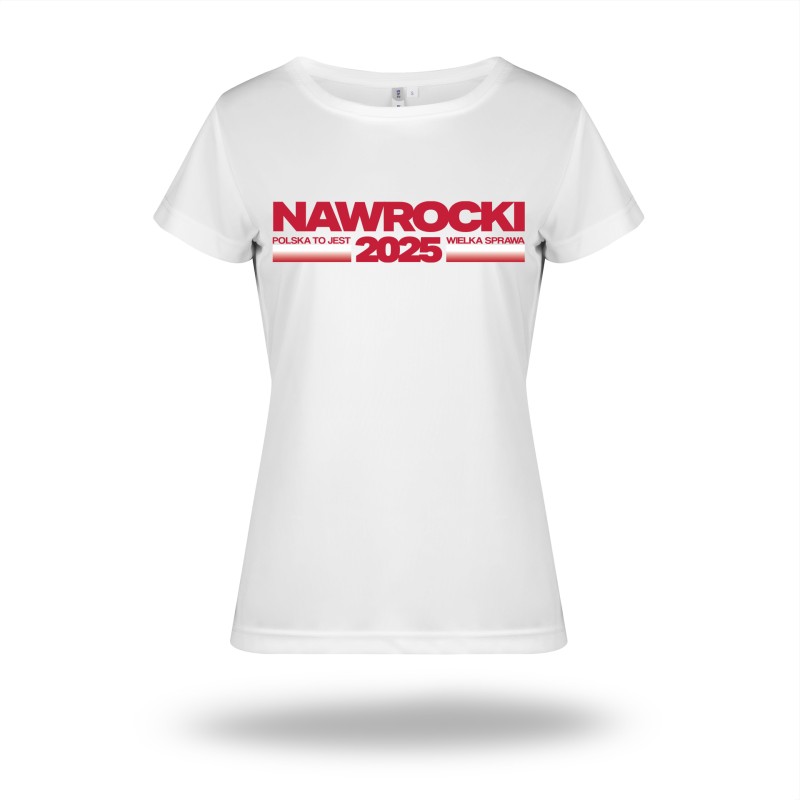 Biała koszulka sportowa NAWROCKI 2025 damska