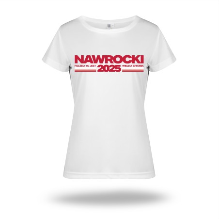 Biała koszulka sportowa NAWROCKI 2025 damska
