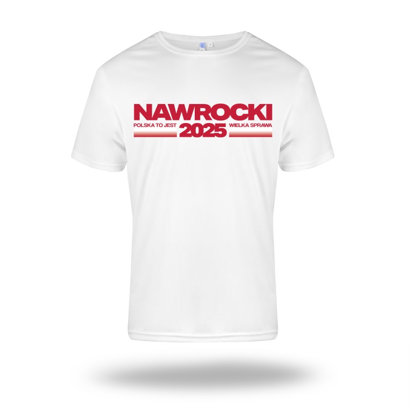 Biała koszulka sportowa NAWROCKI 2025 - męska