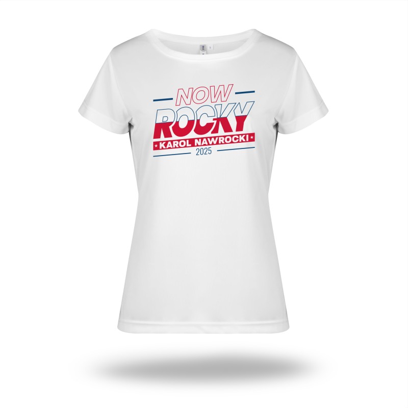 Biała koszulka sportowa NOW ROCKY 2025 damska