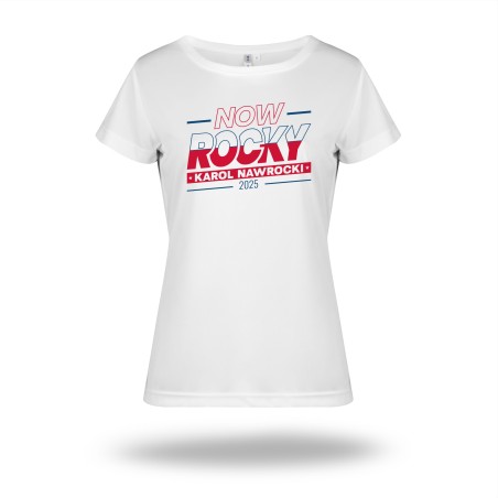 Biała koszulka sportowa NOW ROCKY 2025 damska