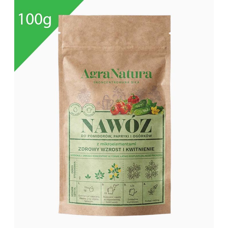 100g Nawóz do pomidorów, ogórków i papryki „Zdrowy wzrost i kwitnienie”