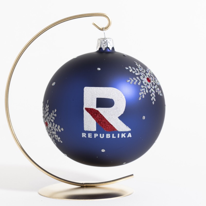 Bombka „REPUBLIKA Zimowa” – Szafirowy Mat i Ręczne Zdobienia