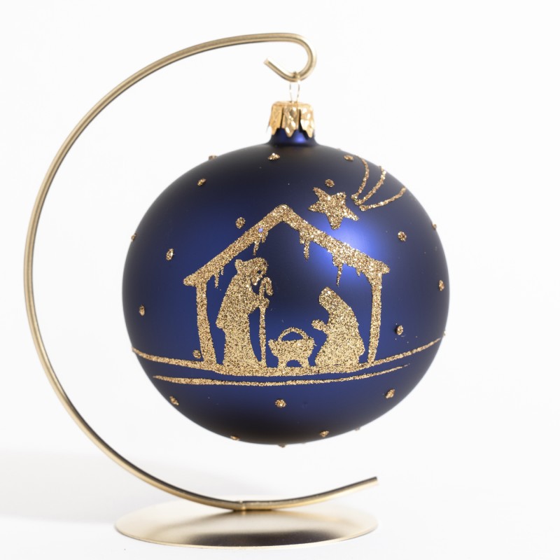 Ręcznie Wykonana Bombka Gwiazdkowa "Noc Betlejemska" - Granatowy Mat