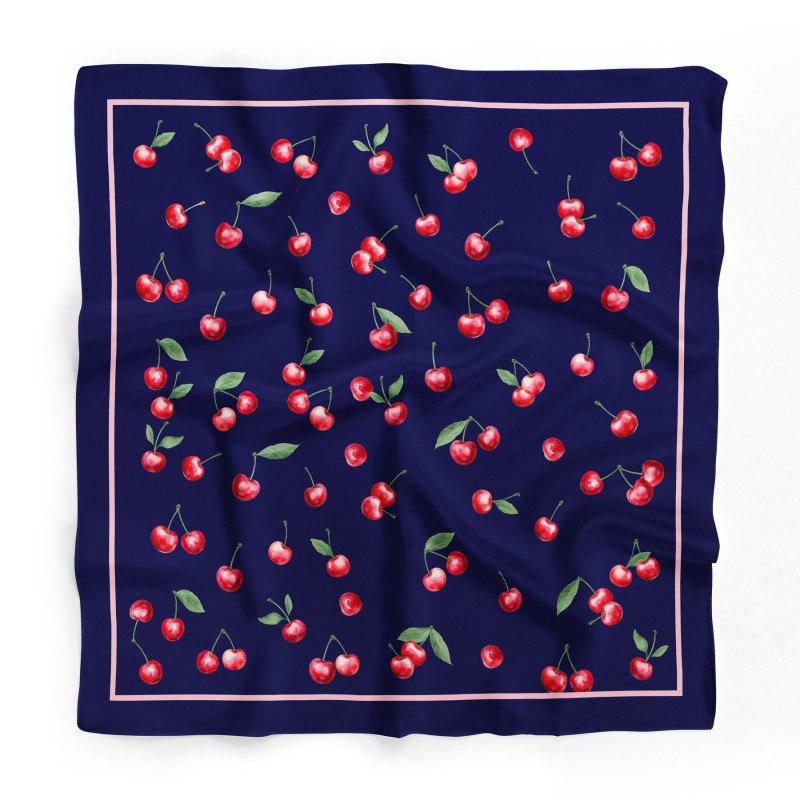 Wiśnie - apaszka jedwabna