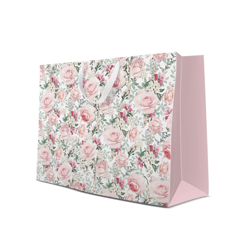 Torebka prezentowa duża w róże, 54x44x16 cm