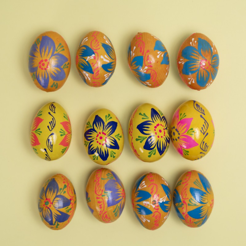 Jajko drewniane malowane - ręcznie malowane wzory