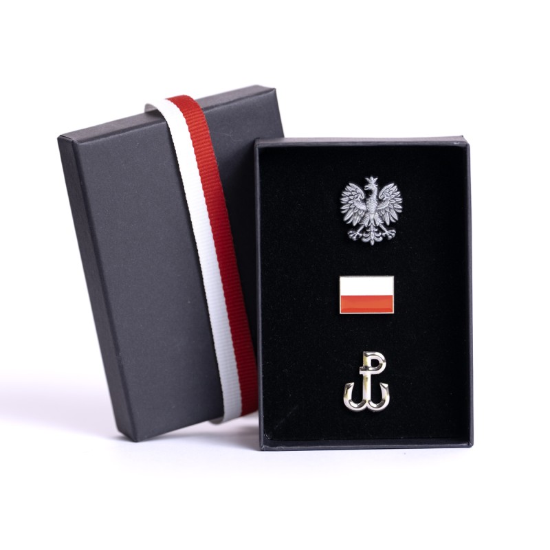 Komplet pinsów patriotycznych w pudełku